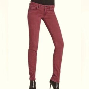 CAbi Bordeaux Mid-rise Maroon Skinny Jeans Curvy Fit, Size 6